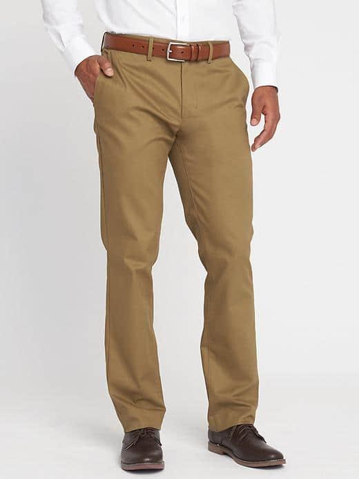 Old Navy Straight Signature Built In Flex Non Iron Pants For Men - Warm Bread