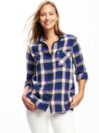 Old Navy Classic Plaid Flannel Shirt For Women - Blue Plaid