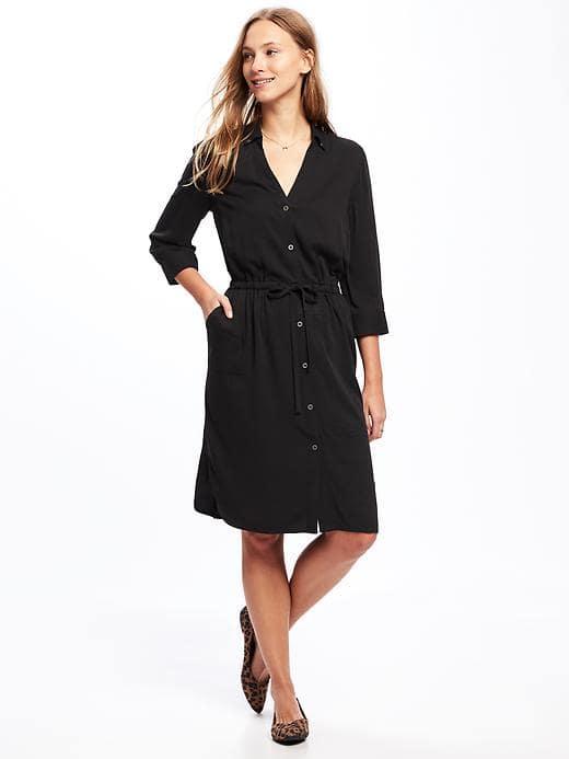 Old Navy Utility Shirt Dress For Women - Black