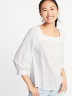 Relaxed Square-neck Textured Top For Women
