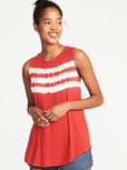 Old Navy Womens Luxe High-neck Curved-hem Tie-dye Tank For Women Red Size S