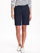 Old Navy Mid Rise Canvas Bermudas For Women - Classic Navy