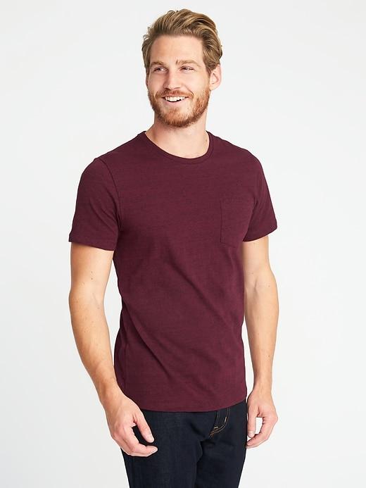 Old Navy Mens Soft-washed Slub-knit Pocket Tee For Men Gosh Garnet Size L