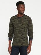 Old Navy Soft Washed Built In Flex Camo Thermal Henley For Men - Army Camo