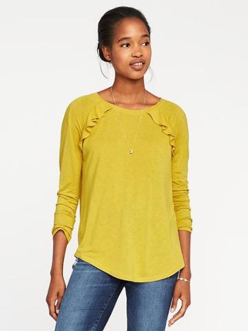 Old Navy Relaxed Ruffle Trim Top For Women - Candied Lemons