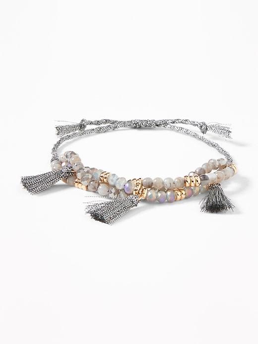 Old Navy Womens Beaded Multi-strand Stretch Bracelet For Women Gray Size One Size