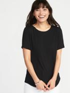 Old Navy Womens Relaxed Luxe Crew-neck Tee For Women Black Size L