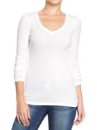 Old Navy Womens Perfect V Neck Tees - Bright White