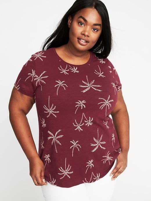 Old Navy Womens Everywear Plus-size Printed Slub-knit Tee Palm Trees Size 1x