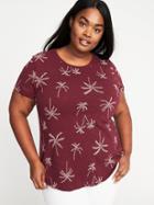 Old Navy Womens Everywear Plus-size Printed Slub-knit Tee Palm Trees Size 1x