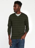 Old Navy Striped V Neck Sweater For Men - Olive