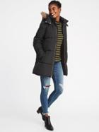 Old Navy Womens Hooded Frost-free Long Jacket For Women Black Size Xs