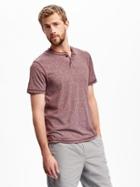 Old Navy Textured Stripe Henley For Men - Lite Burgundy