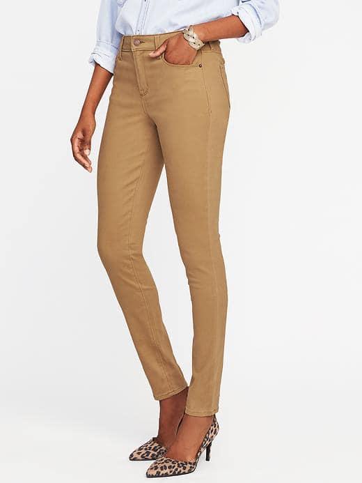 Old Navy Mid Rise Rockstar Sateen Jeans For Women - Creme Caramel