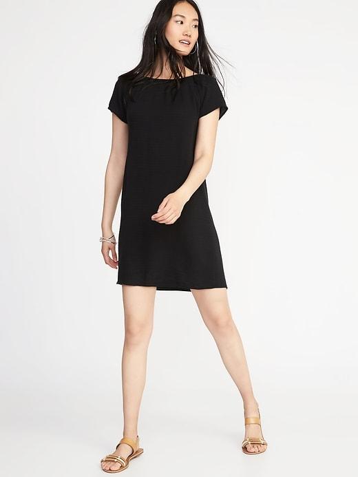 Old Navy Womens Smocked-neck Shift Dress For Women Blackjack Size M