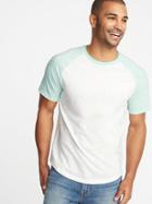 Old Navy Mens Soft-washed Color-block Raglan Tee For Men Mini Mint Size Xxxl