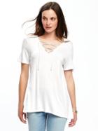 Old Navy Lace Up Yoke Swing Top For Women - Cream