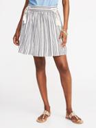 Old Navy Womens Tie-waist Crinkle-gauze Mini Skirt For Women O.n. New Black Stripe Size Xl