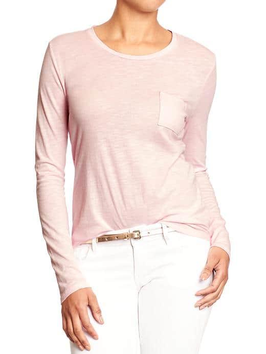 Old Navy Womens Relaxed Slub Knit Pocket Tees - Pink For Eva
