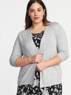 Old Navy Womens Cropped Plus-size Open-front Sweater Light Heather Gray Size 1x