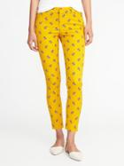 Old Navy Womens Mid-rise Pixie Ankle Pants For Women Yellow Floral Size 2