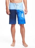 Old Navy Wave Graphic Built In Flex Board Shorts For Men 10 - Blue Yonder