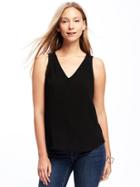 Old Navy Womens Relaxed Cutout-back Blouse For Women Blackjack Size S