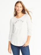 Old Navy Womens Relaxed Brushed-knit Graphic Top For Women Soy Latte Size M
