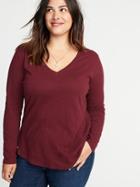 Old Navy Womens Everywear Plus-size V-neck Tee Maroon Jive Size 4x