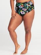 Old Navy Womens High-rise Shirred Plus-size Swim Bottoms Black Floral Size 2x