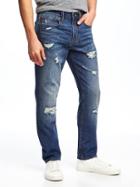 Old Navy Slim Destructed Jeans For Men - Medium Wash