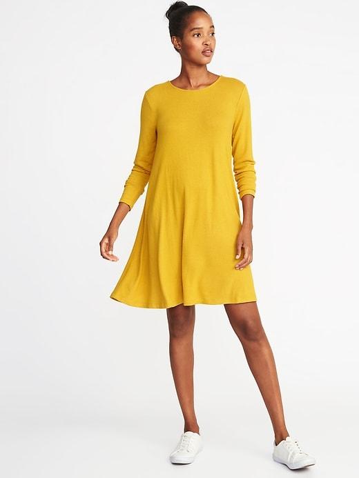 Old Navy Womens Plush-knit Swing Dress For Women Golden Opportunity Size M