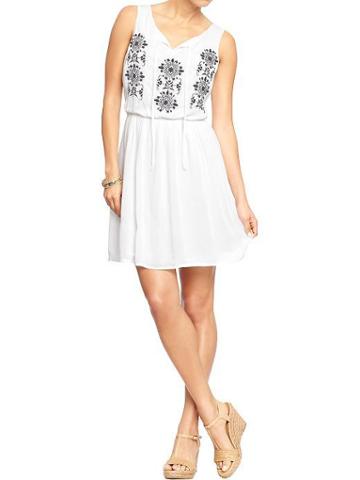 Old Navy Old Navy Womens Embroidered Sleeveless Gauze Dresses - Bright White