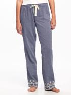 Old Navy Poplin Sleep Pants For Women - Chambray With Navy