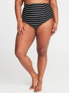 Old Navy Womens High-rise Smooth & Slim Plus-size Swim Bottoms Black Stripe Bottom Size 2x