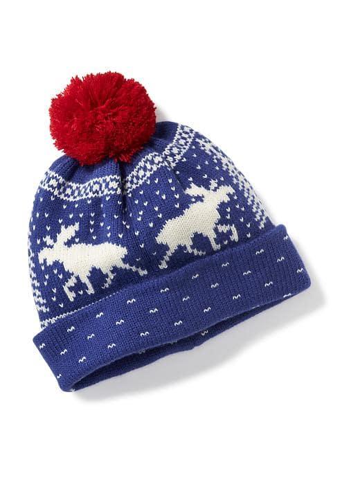 Old Navy Patterned Pom Pom Beanie For Men - Moose