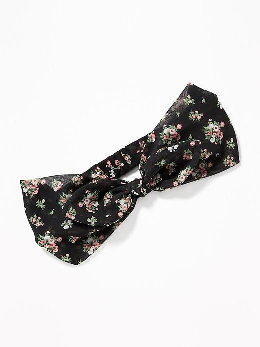 Old Navy Womens Chiffon Bow-tie Headwrap For Women Black Wheat Floral Size One Size