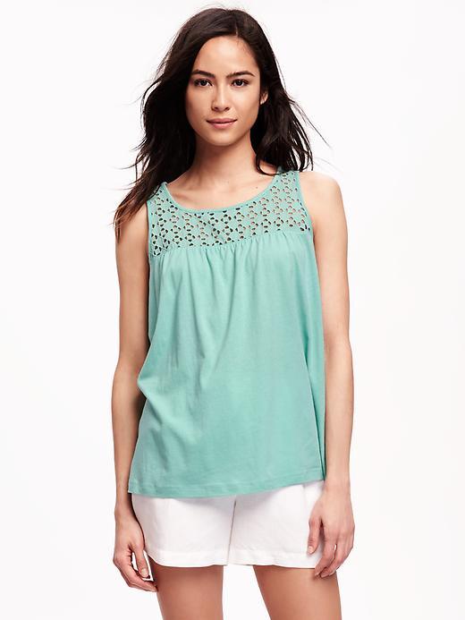 Old Navy Relaxed Eyelet Yoke Tank For Women - Engage Mint