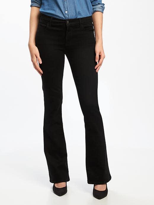 Old Navy Mid Rise Black Micro Flare Jeans For Women - Black