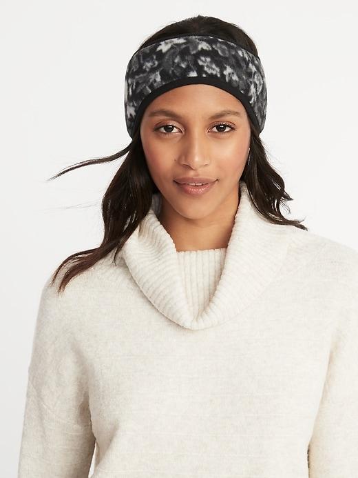 Old Navy Womens Go-warm Performance Fleece Earwarmer Headband For Women Black Gray Floral Size One Size