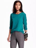 Old Navy Relaxed Scoop Neck Tee Size L Tall - Teal Tuesday