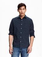 Old Navy Printed Slim Fit Shirt Size Xxl Big - In The Navy