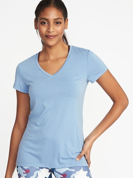Old Navy Womens Ultra-light V-neck Performance Tee For Women Abyss Blue Size M