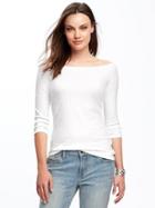 Old Navy Semi Fitted Off Shoulder Top For Women - Cream