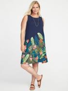 Old Navy Womens Sleeveless Plus-size Jersey-knit Swing Dress Navy Blue Floral Size 1x