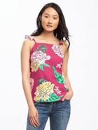 Old Navy Flutter Sleeve Linen Blend Top For Women - Red Bird