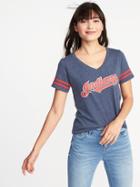 Old Navy Womens Mlb Team V-neck Tee For Women Cleveland Indians Size S