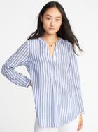 Old Navy Womens Striped Lightweight Popover Shirt For Women Blue/white Stripe Size L