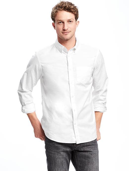 Old Navy Regular Fit Stretch Oxford Shirt For Men - Cream
