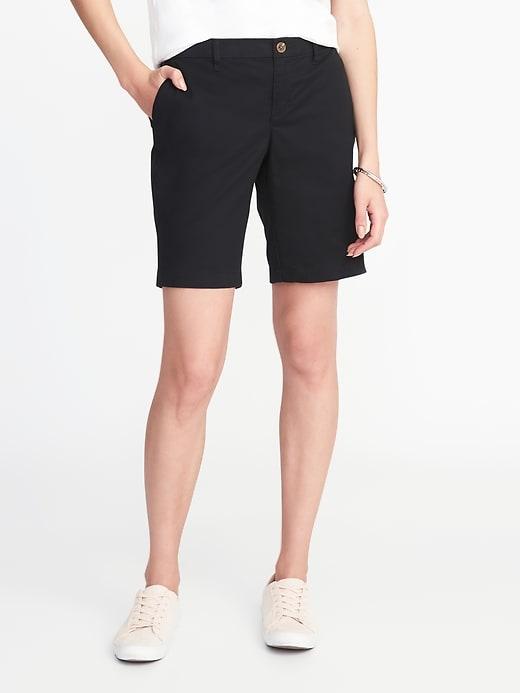 Old Navy Womens Mid-rise Everyday Twill Shorts For Women (9) Black Size 4